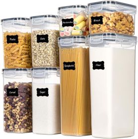 Kitchen Food Storage Container Set; Kitchen Pantry Organization and Storage with Easy Lock Lids; 8-Pack