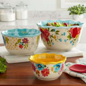 Sweet Rose Sentiment Serving Bowls, 3-Piece Set