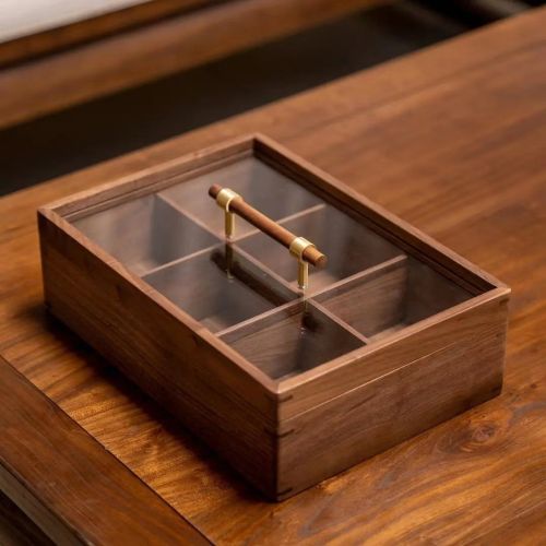Walnut Fruit Plate Box Divided Solid Wood Snack Box Walnut Fruit Plate Box Divided Solid Wood Snack Box